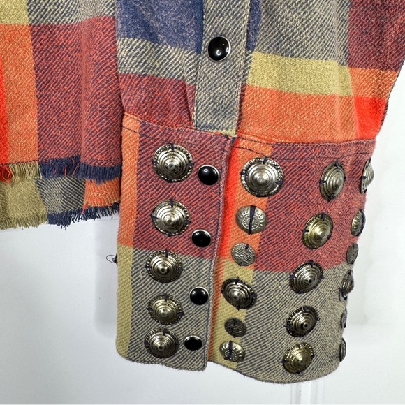 FREE PEOPLE Austin NEW Plaid Buttondown Size L Yellow Ochre Combo We The Free - Picture 6 of 15